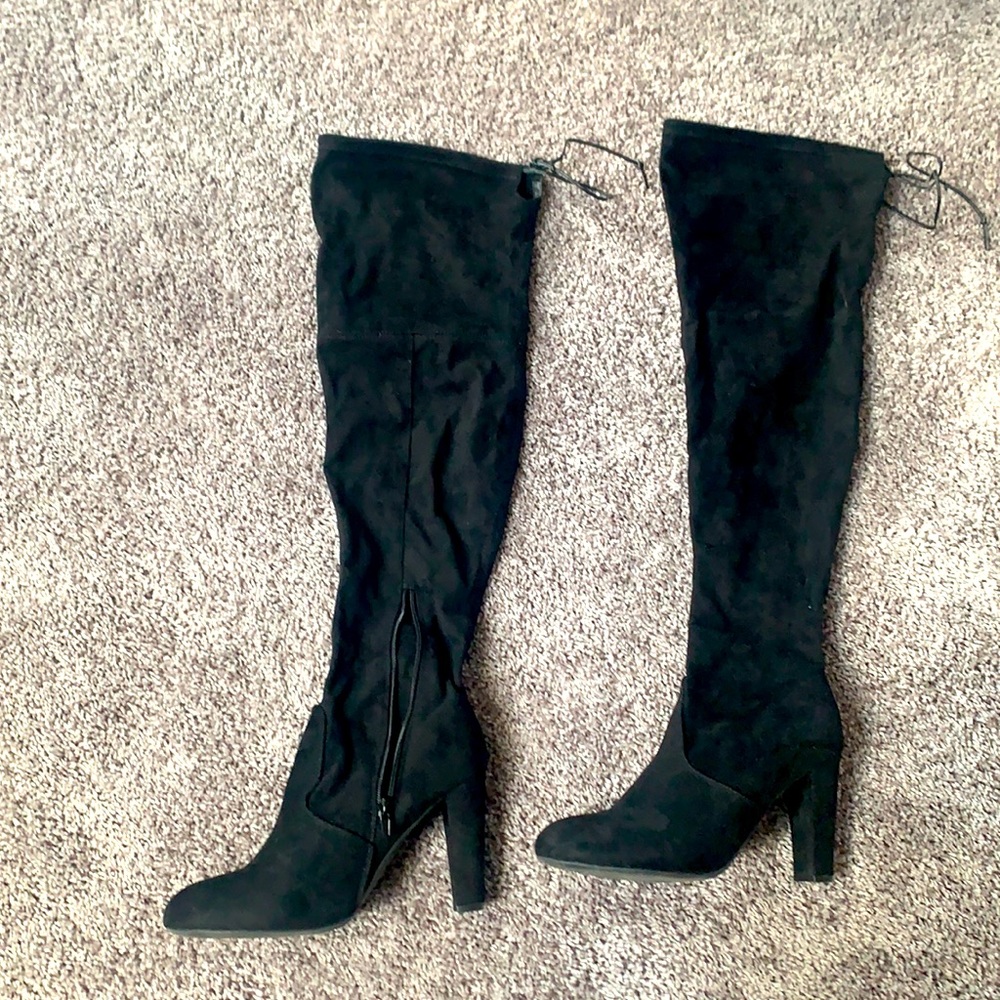 Black thigh high boots